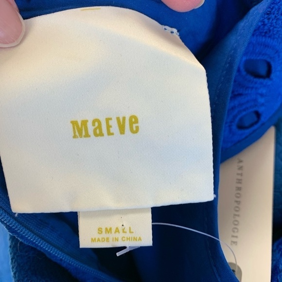 COPY - MAEVE ANTHROPOLOGIE cerulean blue embroidered midi dress NEW SM 20 in pit - Picture 7 of 7